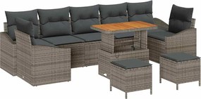 vidaXL Set de canapele pentru grădină cu pernă 10 pcs Gri Rattan poli