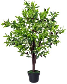 Outsunny Arbore Artificial Măslin Plantă Artificială Înălțime 1,2 m Trunchi Ramuri Mușchi Frunze Aspect Realist Ghiveci Inclus | Aosom Romania