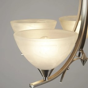 Candelabru cu 5 brate design clasic Belle argintiu/alabastru