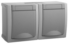 Priza dubla cu impamantare IP54 Pacific Panasonic, PT, gri