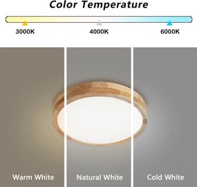 Brilagi - Plafonieră LED WOODLINE LED/24W/230V 3000/4000/6000K stejar Ø 30 cm