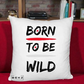 Perna Decorativa Born To Be Wild, 40x40 cm, Alb Pufos, Husa Detasabila, Perna Inclusa, BEKZ®