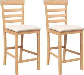 vidaXL Scaune de bar cu perne 2 buc din cauciuc din lemn masiv natural