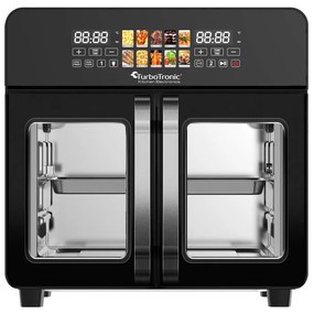 Friteuza - cuptor TurboTronic TT-AFO240, 2600W, 23 L, 10 programe, 50-200C, Grill, Afisaj LED, Timer, Negru