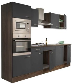 Mobilă de bucătărie Yorki cu corp din stejar Yorki, față antracit satinat, dimensiune 270 cm