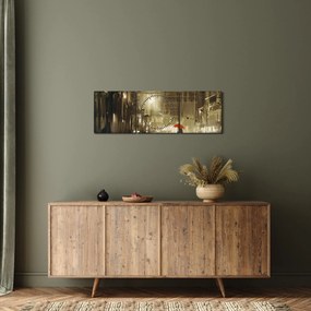 Tablou - Femeie într-o noapte ploioasă (cu ceas) (90x30 cm)