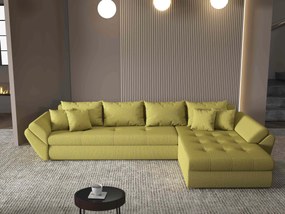 Colțar extensibil dumonde cu ladă de depozitare si sezut confortabil din spuma high-density, Loana XL Enjoy Verde II 335x185 cm