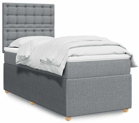vidaXL Pat continental cu saltea, gri deschis, 80x200 cm, textil