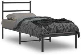 355356 vidaXL Cadru de pat metalic cu tăblie, negru, 80x200 cm