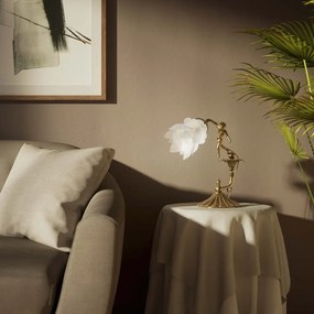 Veioza din alama cu abajur din sticla Putti