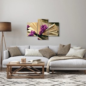 Tablou cu carte și floare violetă (90x60 cm)
