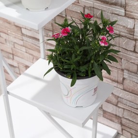 Outsunny Jardiniera din Metal cu 5 Etajere, Suport de flori pentru Interior si Exterior, 53x33x154cm, Alb | Aosom Ro