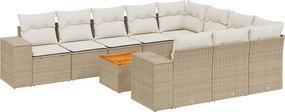 vidaXL Set canapele de grădină cu perne, 11 piese, bej, poliratan