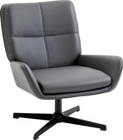 HOMCOM Fotoliu de living tapițat în PU, fotoliu de lectură cu șezut căptușit, cotiere, picioare metalice, gri | Aosom Romania