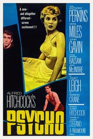 Artă imprimată Psycho, Alfred Hitchcock (Vintage Cinema / Retro Movie Theatre Poster / Iconic Film Advert), (26.7 x 40 cm)