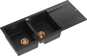 Chiuveta compozit incastrata Quadron Unique Evan 121 negru carbon - cupru 116x50 cm