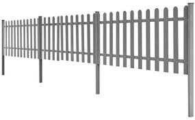 Gard din sipci cu stalpi, 3 buc., 600x60 cm, WPC 3, Gri, 600 x 60 cm