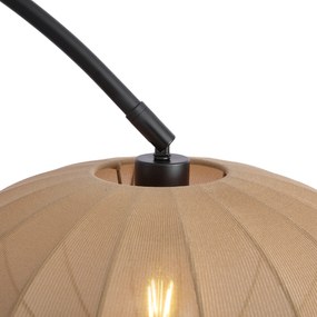 Lampă de podea arcuită Japandi neagră cu abajur maro - Bida