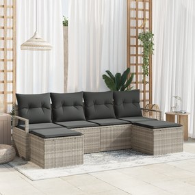 vidaXL Set de canapele pentru grădină 6 pcs Gri deschis Rattan poli