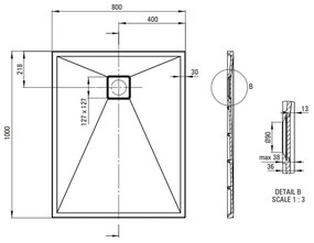 Cadita dus compozit slim alba 100x80 cm Deante Correo 1000x800 mm, Alb