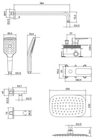 Cersanit S952-029 - Set duș LARGA cu baterie incastrată, crom lucios