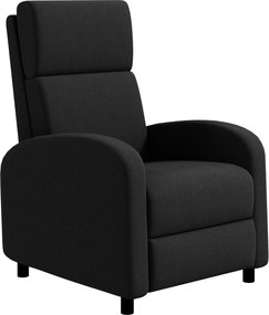 HOMCOM Fotoliu Relax Rabatabil Manual 160° cu Suport pentru Picioare, Fotoliu Ergonomic Tapițat cu Aspect de In pentru Dormitor, Birou, Living și Sufragerie, Negru | Aosom Romania