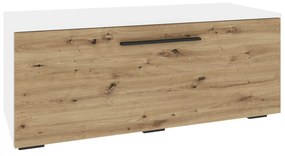 Comoda Kos, O Usa, Alb/Stejar Artisan, 95 x 40 x 39 cm