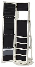 Dulap de bijuterii cu blocare, Songmics, Oglinda, JBC62W, 38 x 161 x 38 cm