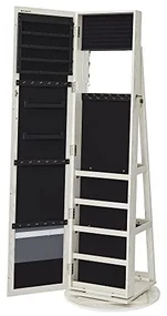 Dulap de bijuterii cu blocare, Songmics, Oglinda, JBC62W, 38 x 161 x 38 cm
