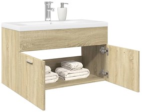 vidaXL Dulap pentru chiuvetă de baie, lavoar încorporat, stejar sonoma