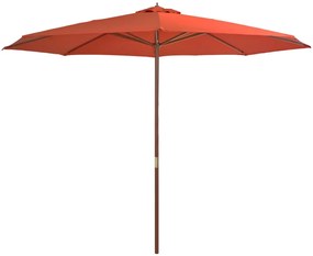 Umbrelă de soare de exterior, stâlp lemn, cărămiziu, 350 cm