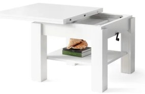 Masă extensibilă CALEB cu blat rabatabil, albă