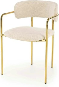 Scaun K537, crem/auriu, stofa clasica/metal, 54x56x76 cm