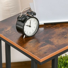 Masuta de cafea coltar pentru canapea si pat cu 4 roti in stil industrial din lemn, 51x36x61 cm HOMCOM | Aosom RO