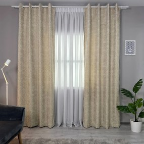 Set două Draperii (Opacitate 80%), din Catifea + Stofă premium (Model reliefat), Gata lucrate (Inele galerie), Culoare Bej, Dimensiuni draperie 160x260 cm (x2), Brand Originalio