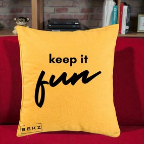Perna Decorativa Keep It Fun, 40x40 cm, Galben, Husa Detasabila, Perna Inclusa, BEKZ®