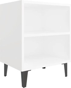 vidaXL Noptieră cu picioare metalice, alb, 40x30x50 cm