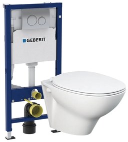 Set vas wc suspendat Rak Ceramics Morning cu capac si rezervor cu clapeta crom Geberit Delta