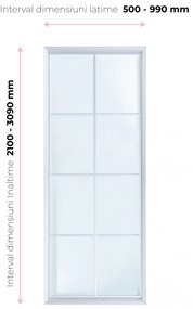 Perete despartitor sticla - Dimensiuni configurabile la comanda 501 - 990 mm, 1000 - 2090 mm