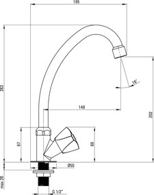 Baterie pentru chiuvetă, pentru apă rece sau mixtă Finisaj: Crom BEZ_026L