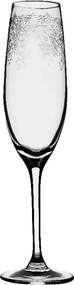 Pahar de șampanie din sticlă, transparent, formă flute, cu model în spirală gravat, 180 ml, 24 x 5 cm, „Joséphine”