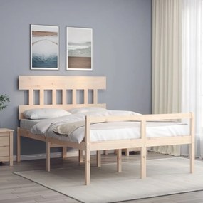 3195416 vidaXL Cadru de pat senior cu tăblie, 140x200 cm, lemn masiv
