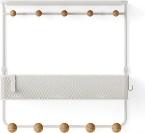 Cuier de perete alb/în culoare naturală cu raft din metal Estique – Umbra