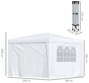 Foisor Impermeabil cu Paneluri Laterale Outsunny, Tesatura Oxford Alb, 3x3m | Aosom RO