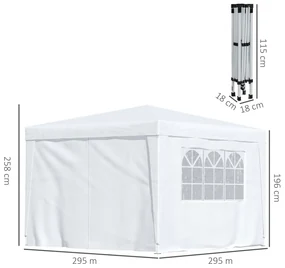 Foisor Impermeabil cu Paneluri Laterale Outsunny, Tesatura Oxford Alb, 3x3m | Aosom RO