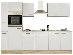 Mobilă de bucătărie Yorki 300, corp din stejar Sonoma, cu față alb satinat