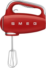 Mixer manual SMEG 50's Style HMF01RDEU, 250 W, 9 viteze, Functie Turbo, Afisaj LED, Timer, Accesorii, Rosu