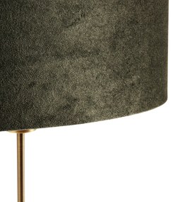 Lampă de masă bronz cu abajur oval din catifea verde 35cm - Parte