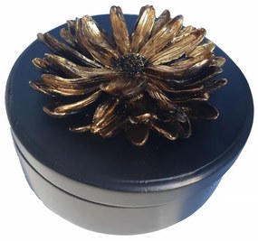 Caseta bijuterii,cutie decorativa lemn cu motive florale in relief pe capac,D20cm