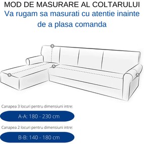 Set 2 huse elastice pentru coltar, catifea, marime: M+L, negru, HCCJ-01